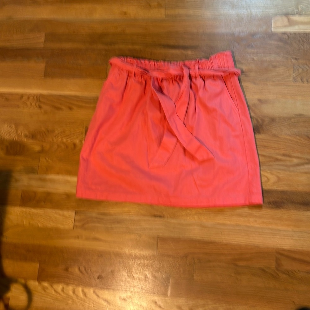 J Crew coral pink paper bag waist skirt size L